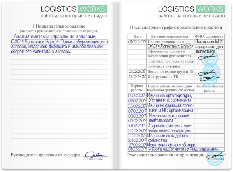 Отчет о прохождении практики логистика
